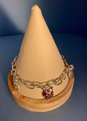 BRIGHTON LADYBUG AND DAISIES CHARM BRACELET. RETIRED. EUC!  NICE!