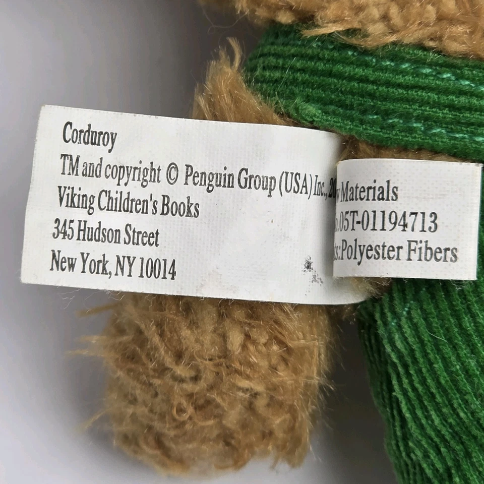 PBC Corduroy Bear Plush 2008 Green Overalls Yellow Buttons Stuffed Animal Toy - Image 4 of 4