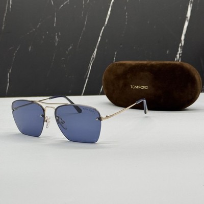 NEW TOM FORD WALKER TF504 28V GOLD/BLUE WOMEN AVIATOR SUNGLASSES TOM FORD FT0504