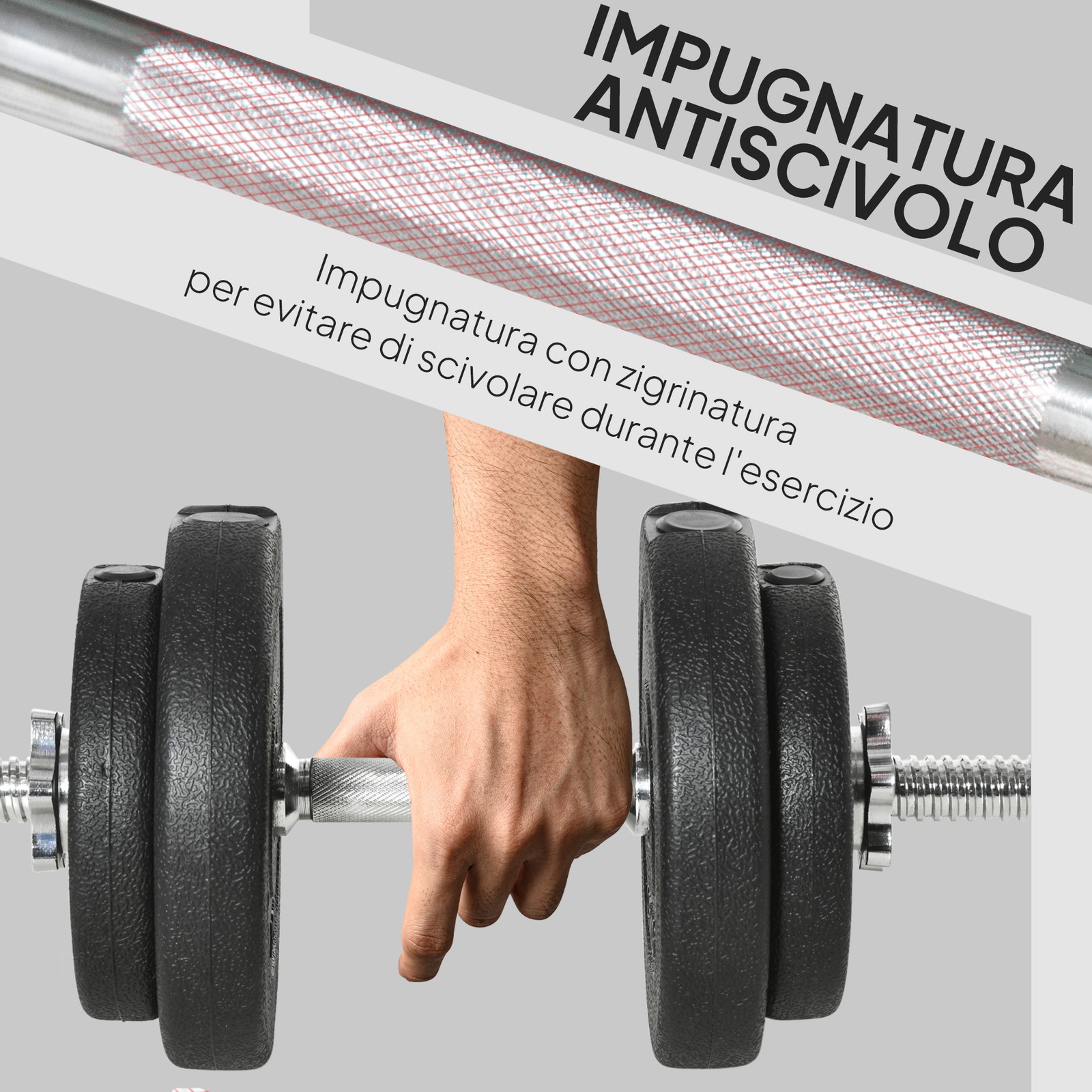 Set Pesi Manubri da 20 kg con 8 Dischi in Acciaio e Sabbia Nero foto 5