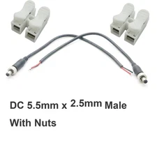 10x Anti-Dropout DC Power Cable 18AWG 5.5 x 2.5mm Male Nut CCTV Camera LED Strip