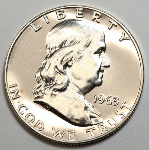 1963 50c Franklin Silver Half Dollar PROOF - RAW - Nice Looking Coin