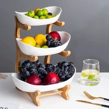 3 Layer Fruit Plate Snack Dish Fruit Basket Candy Dish Cake Stand Salad Bowl