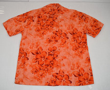 Vintage Hawaiian Shirt Hawaii Size M/L 60s Orange 4 Button Horizontal Holes