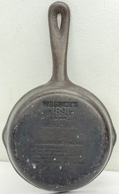 Wagner s 1891 Original 6 1/2  K Cast Iron Skillet Cookware Black USA USED READ