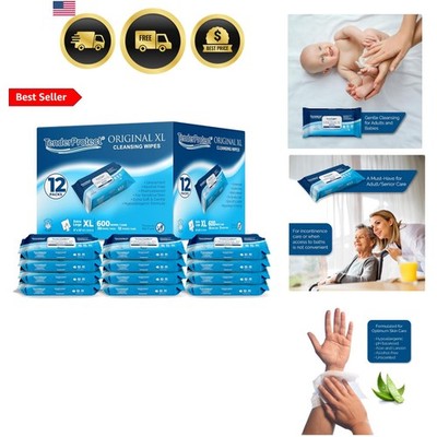 XL  Adult Wipes 600 Ct, Extra-Large 9''x12'' Wet Wipes with Aloe, Wash Cloths f...