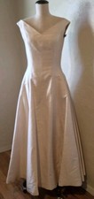 (6 )Tea Length Custom Tailored Champagne Silk Shantung Wedding Formal Dress EUC
