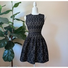 Anthropologie Meadow Rue Black Lace Fit & Flare Dress XS