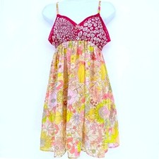 Liberty of London Floral Fairy Babydoll Slip Dress Teddy Pink Yellow Women 60s