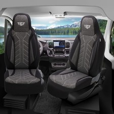 Pilot Wohnmobil Sitzbezüge passend für Fiat Ducato Maxi  (Schwarz-Anthrazit)