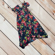 Band of Gypsies S navy floral faux wrap maxi dress 