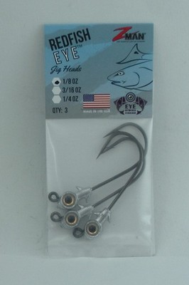 Zman REJH18-02PK3 Redfish Eye Jigheadz 1/8 oz 4/0 Hook Color Pearl White 3CT