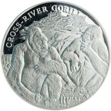 2012 Cameroon 1000 francs Two Cross River Gorilla .999  1oz Proof Silver Coin BU