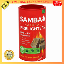 Samba Natural Firelighters 100 Cube pack Camping Fire Lighter Burn Starter BBQ