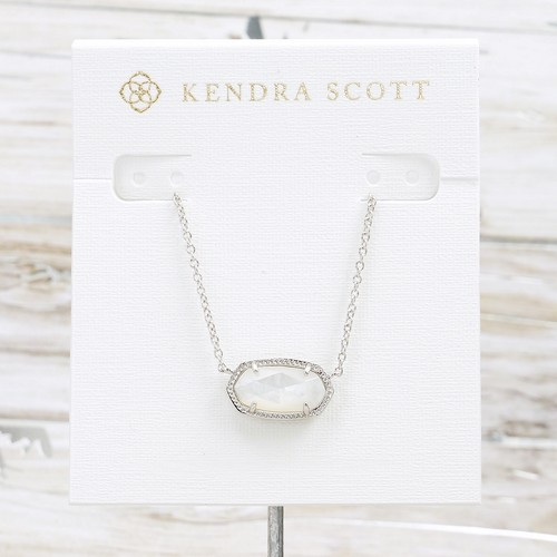 NWT Kendra Scott Elisa Ivory Mother of Pearl Shell Pendant Necklace Silver June