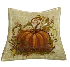 Prima Design Harvest/Pumpkin Collection Decorative Glass Curved Serving Bowl