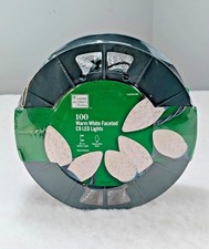 Home Accent Holiday 65ft 100 Warm Light White Faceted C9 LED Lights NEW