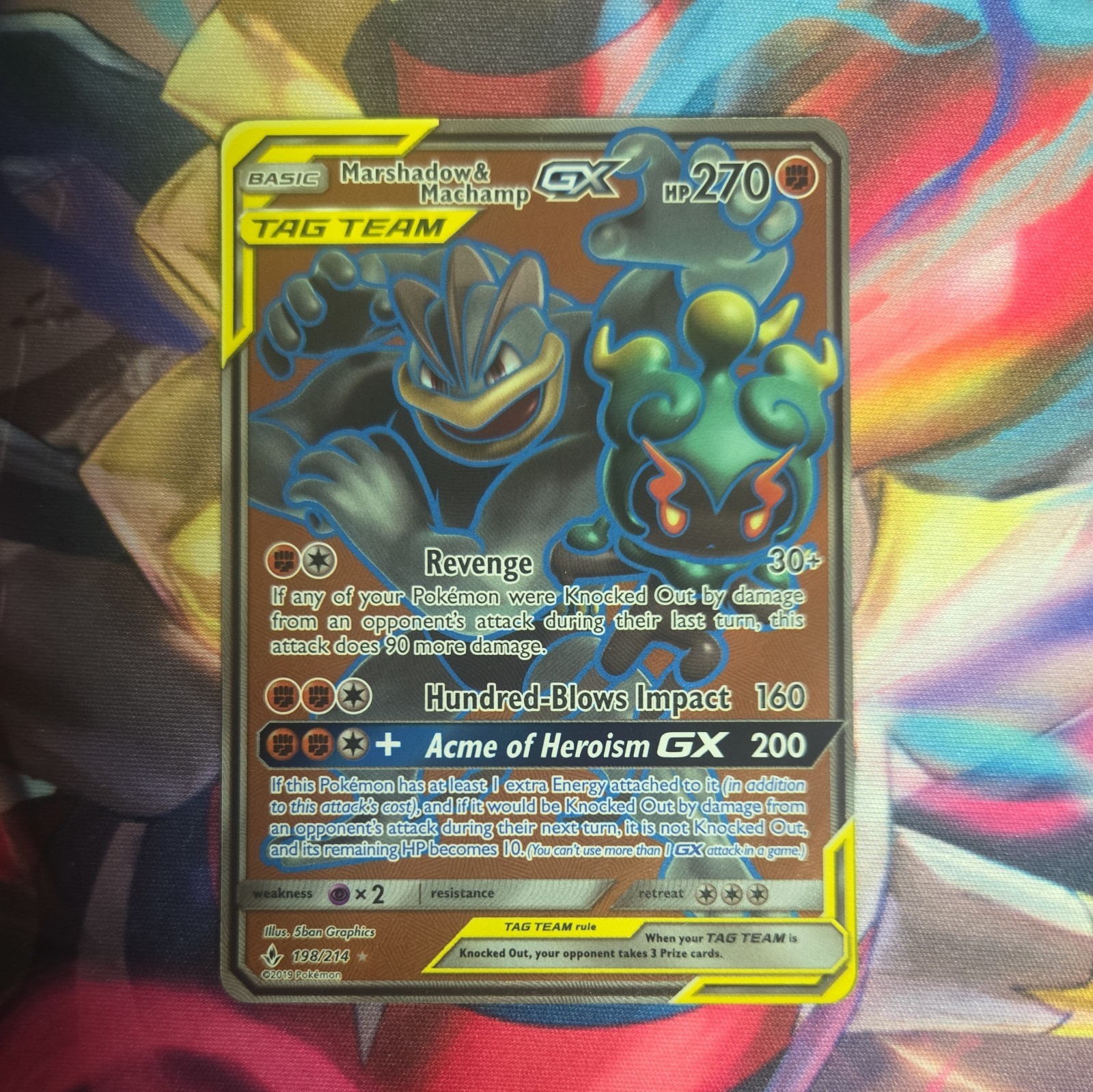 Marshadow & Machamp GX (Full Art) 198/214 Sm-Unbroken Bonds Holo NM