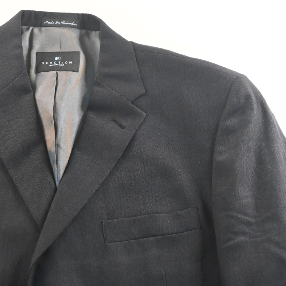 Kenneth Cole 42L 33x32 Azul Lana Espiga Hombres Chaqueta Pantalones Traje Foto 3 de 4