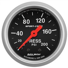 Auto Meter 3334 Sport-Comp Pressure Gauge 2-1/16 Mechanical 200 psi
