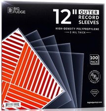 Big Fudge 12" Vinyl Record Sleeves - Outer 100 Pack 100, Transparent