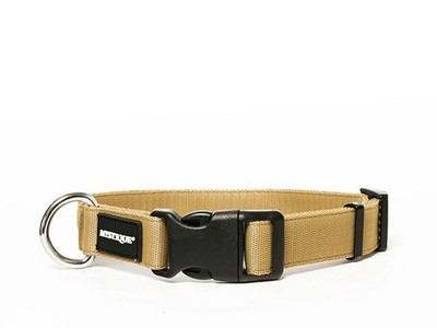 Halsband Mystique 2,5 cm / 40-60 cm Beige Nylon, D-Ring Chrom, verstellbar, NEU