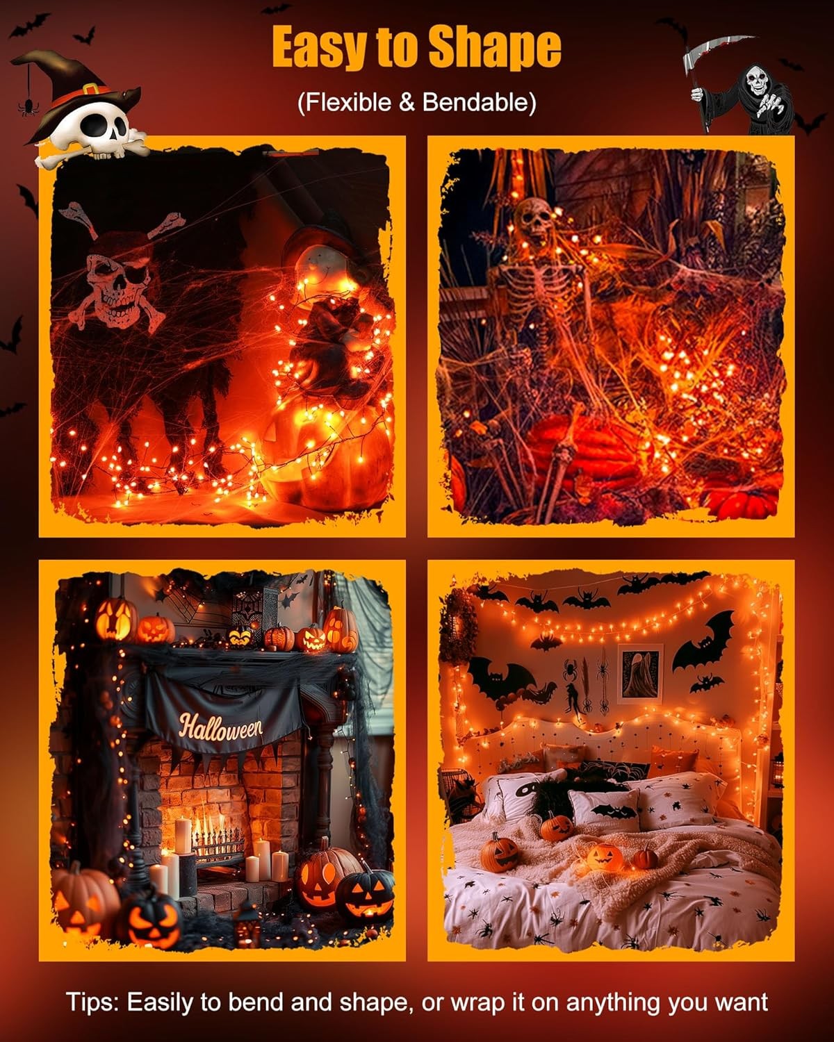 Fairy Lights Battery Operated, Twinkle String 1 Pack, Orange 