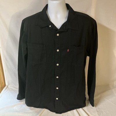 Levis Mens Metal Button Front Shirt 100% Cotton Denim Black XL Free Shipping!