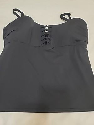 APT 9 Black Padded Tankini Top With Removable Straps; Size 1X 