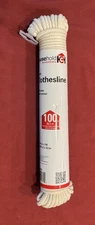 Household Essentials  All-Purpose Cotton Clothesline Rope -100 Ft, 3/16 Diameter