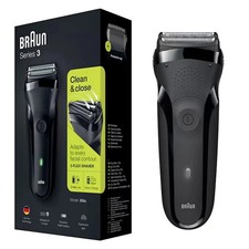 Image of Braun Series 3 300S Mens Electric Shaver Rechargeable Waterproof Razor Jet Black