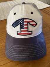 The Game “T” Football Hat Snapback Cap In Navy Red White Blue Texas Tenn Sports