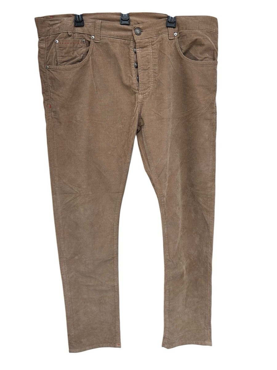 Isaia Napoli Men's Corduroy 5 Pocket Pants 41x34 Size 56 Light
