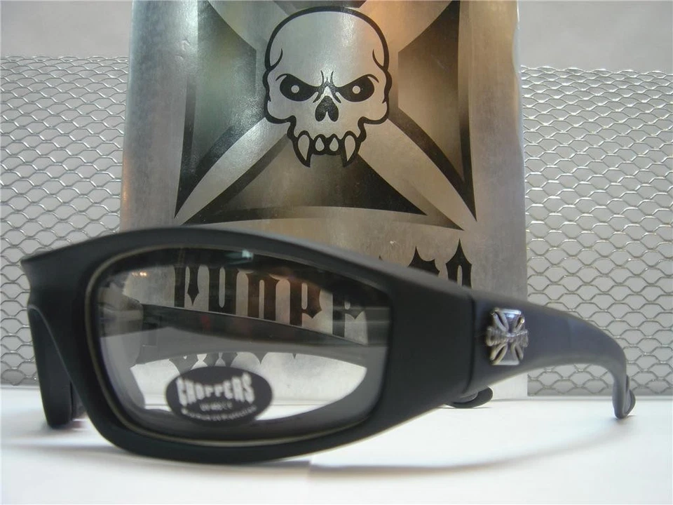 Choppers Herren Motorrad Biker Wrap Sonnenbrille Gepolstert Klar UV400 - Bild 1 von 1