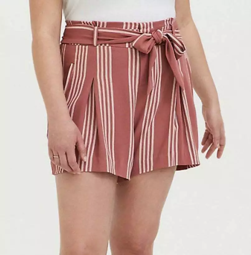 Striped tie front paperbag shorts hotsell
