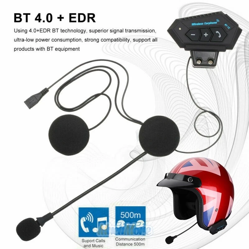 Intercomunicador Bluetooth 4.0 Con Audífonos Para Casco Moto