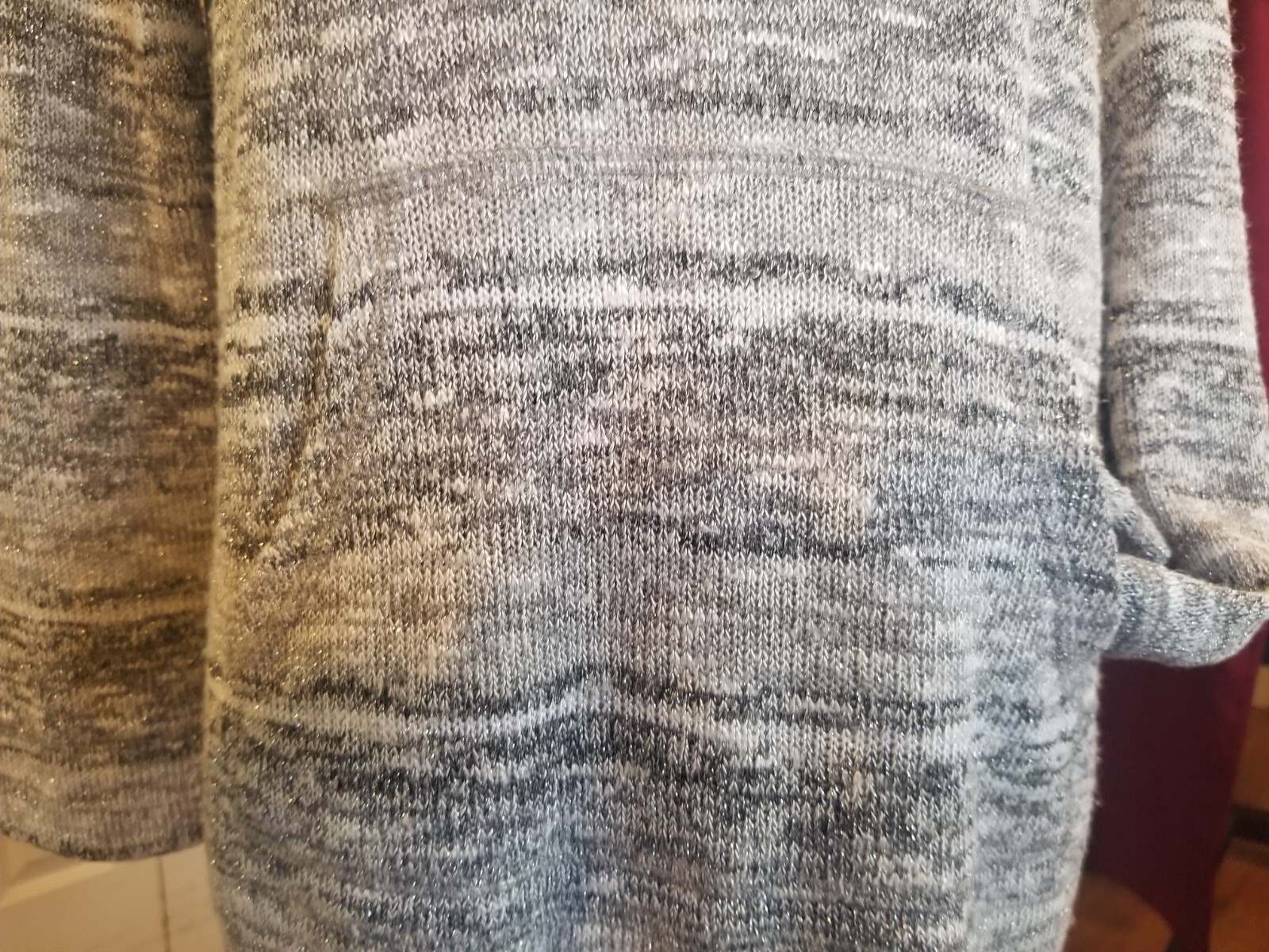 Ruby Rd Sweater Petite Small Gray Silver Drawstri… - image 6