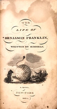 "THE LIFE OF DR. BENJAMIN FRANKLIN " 1824 FULL LEATHER HC VG- EARLY NY PRINTER