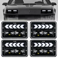 4pc 4x6'' LED Headlights DRL Turn Lamp For 1982-1992 Chevrolet Camaro Iroc-Z Z28