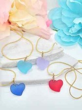 Valentines Gift Necklace Gold Sea Glass Heart Pendant Gold Snake Chain Necklace