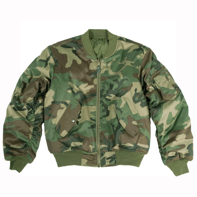 MIL-TEC MA1 ARMÉE STYLE VOL BOMBARDIER PILOTE MILITAIRE HOMMES VESTE US CAMO WOODLAND S-