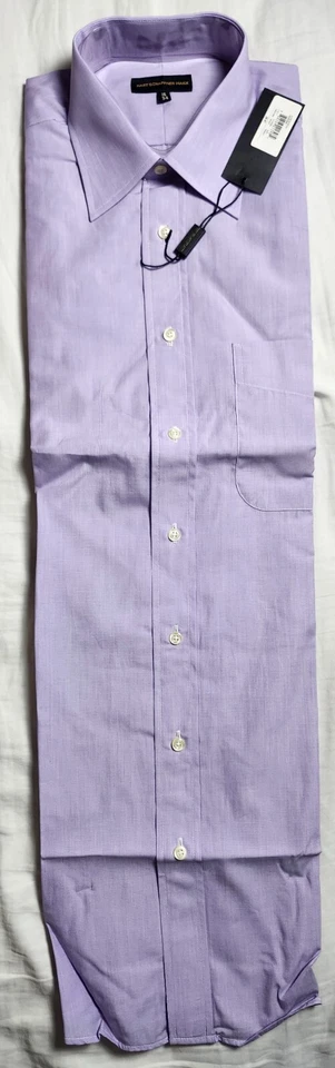 Camisa Heart Schaffner Marx para hombre abotonada púrpura algodón liso talla 16/34 Foto 2 de 4