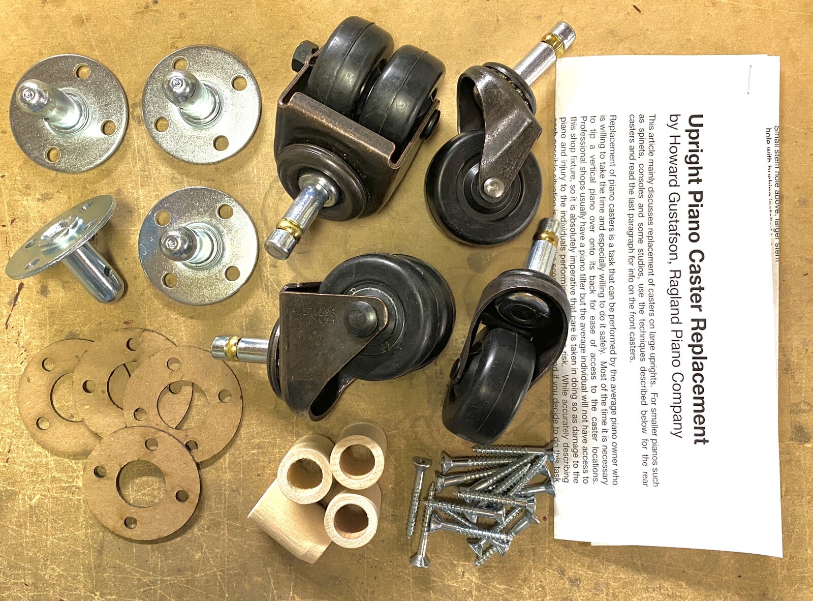 Single/Dual (Double) Rubber Wheel Caster Kit For Upright Pianos eBay