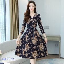Abito Elegante Da Donna Slim Fit A Maniche Lunghe In Vita Alta Con Cintura