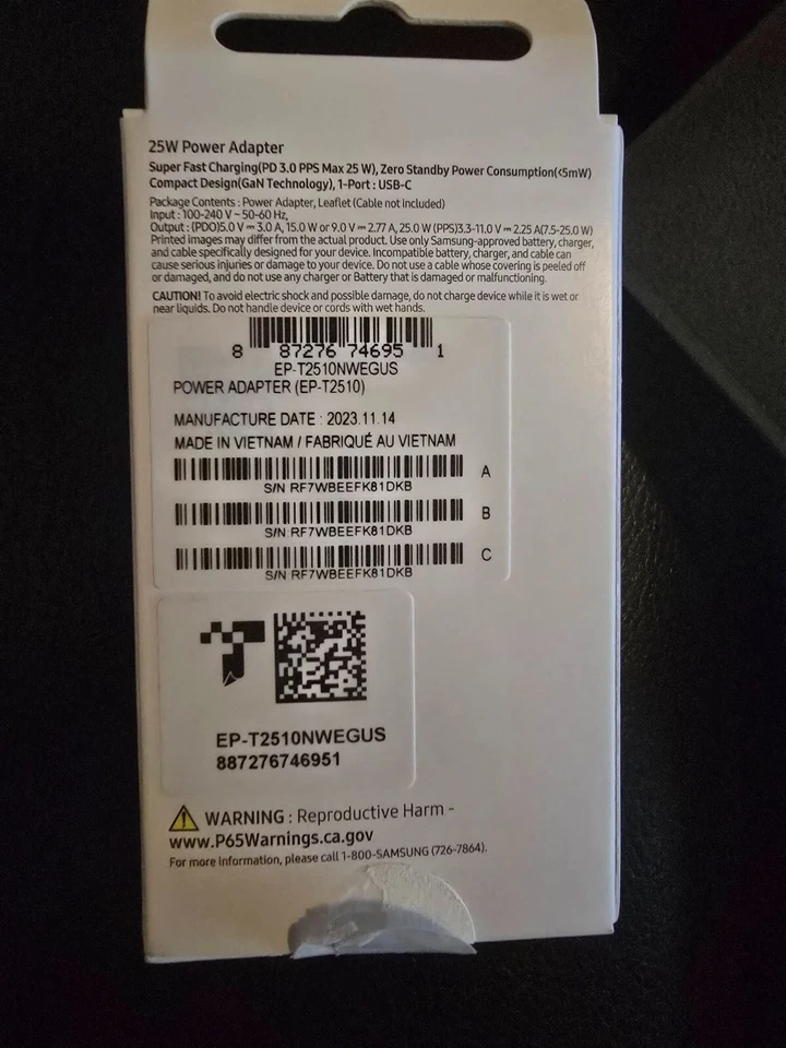 Adaptador de corriente Samsug 25W Foto 2 de 2