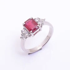 Natural Ruby Octagon Cut Gemstone 925 Sterling Silver Women Designer Ring