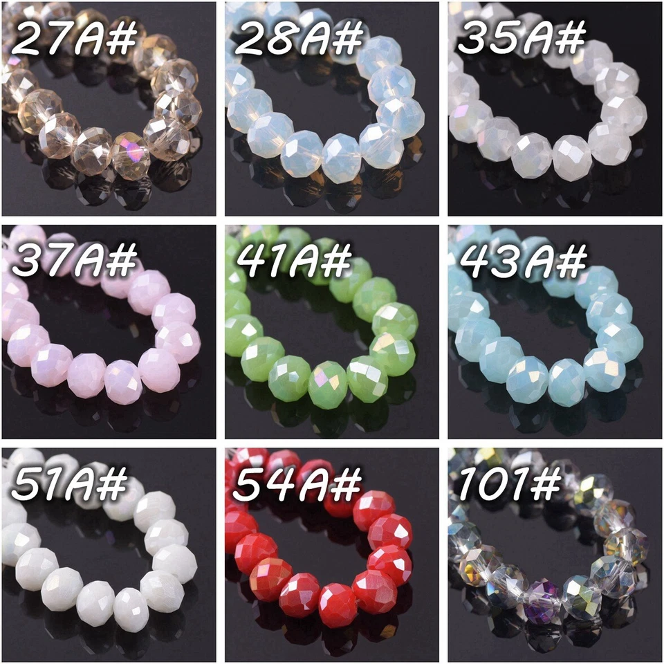 3mm 4mm 6mm 8mm 10mm 12mm Plated Roundelle Faceted Crystal Glass Loose Beads - Image 4 of 4