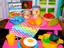 Childrens Play Food Lot Breakfast Lunch Vegs Fruit Cereal Eggs Waffles day care