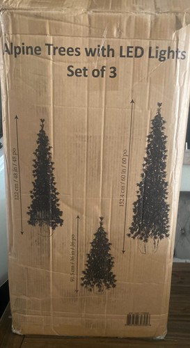 Holiday Alpine Trees with LED lights - Set of 3 - Picture 6 of 7