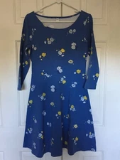New Old Navy Women Mini Fit & Flare Dress Blue Yellow White Floral Size Small